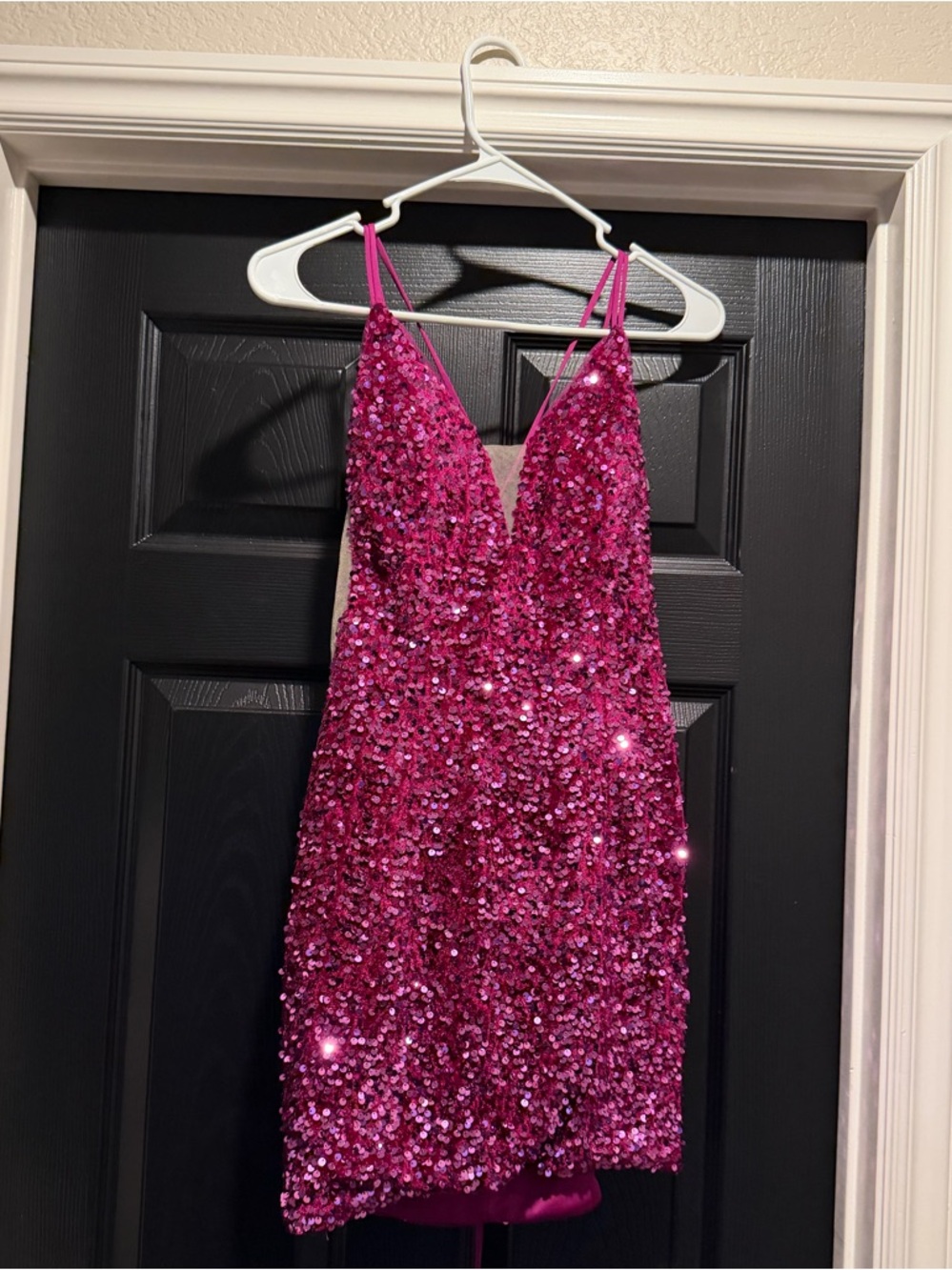 Paisley Fuchsia sequin homecoming dress